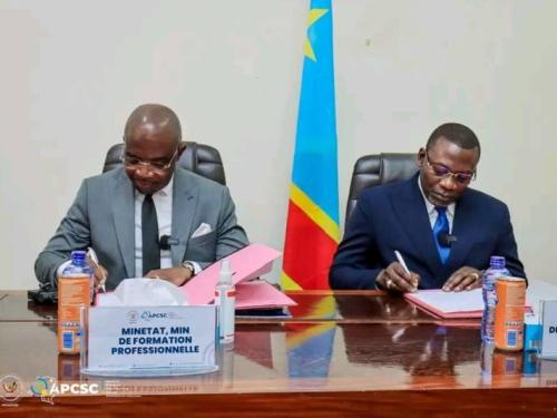 RDC : partenariat stratégique entre l’APCSC et le ministère de la Formation professionnelle pour booster les métiers