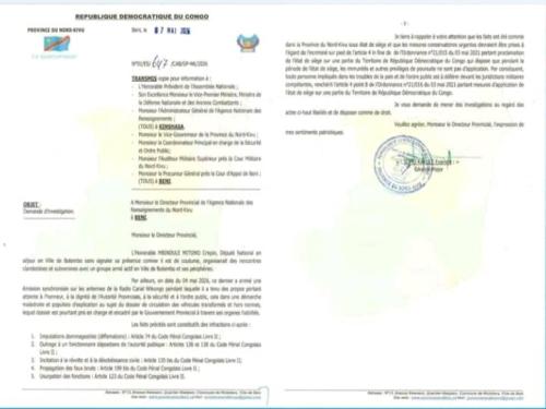 Nord-Kivu : le Gouverneur militaire saisit l’ANR afin de mettre la main sur le député national Crispin Mbindule